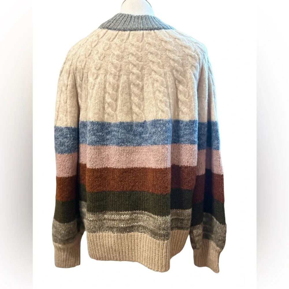 ✨SOLD✨ MADEWELL Deacon Cableknit Mockneck Sweater in Stripe - Size L NWT - Picture 10 of 16